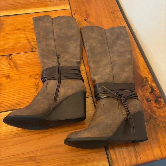 Y2K Rampage Sophie Boots Wedges Knee High Tall Sz 8 Fall Winter Womens - Picture 7 of 9